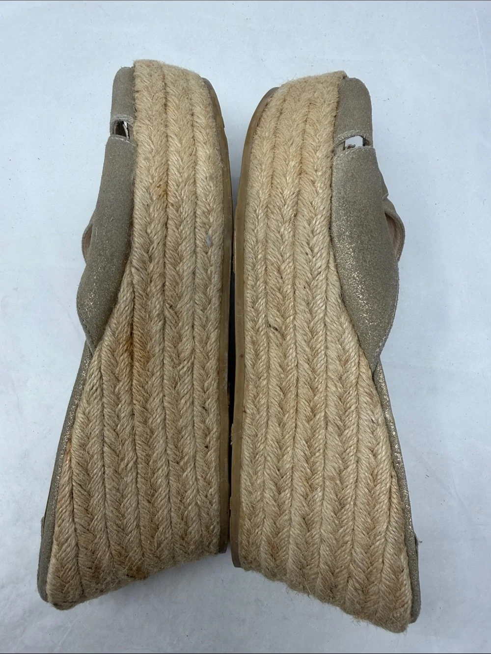 Jimmy Choo Gold Metallic Espadrille Wedge Sandals Size 38